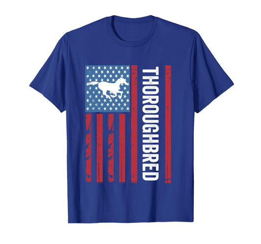 Thoroughbred Horse with American Flag, OTTB, Thoroughbred Long Sleeve T-Shirt