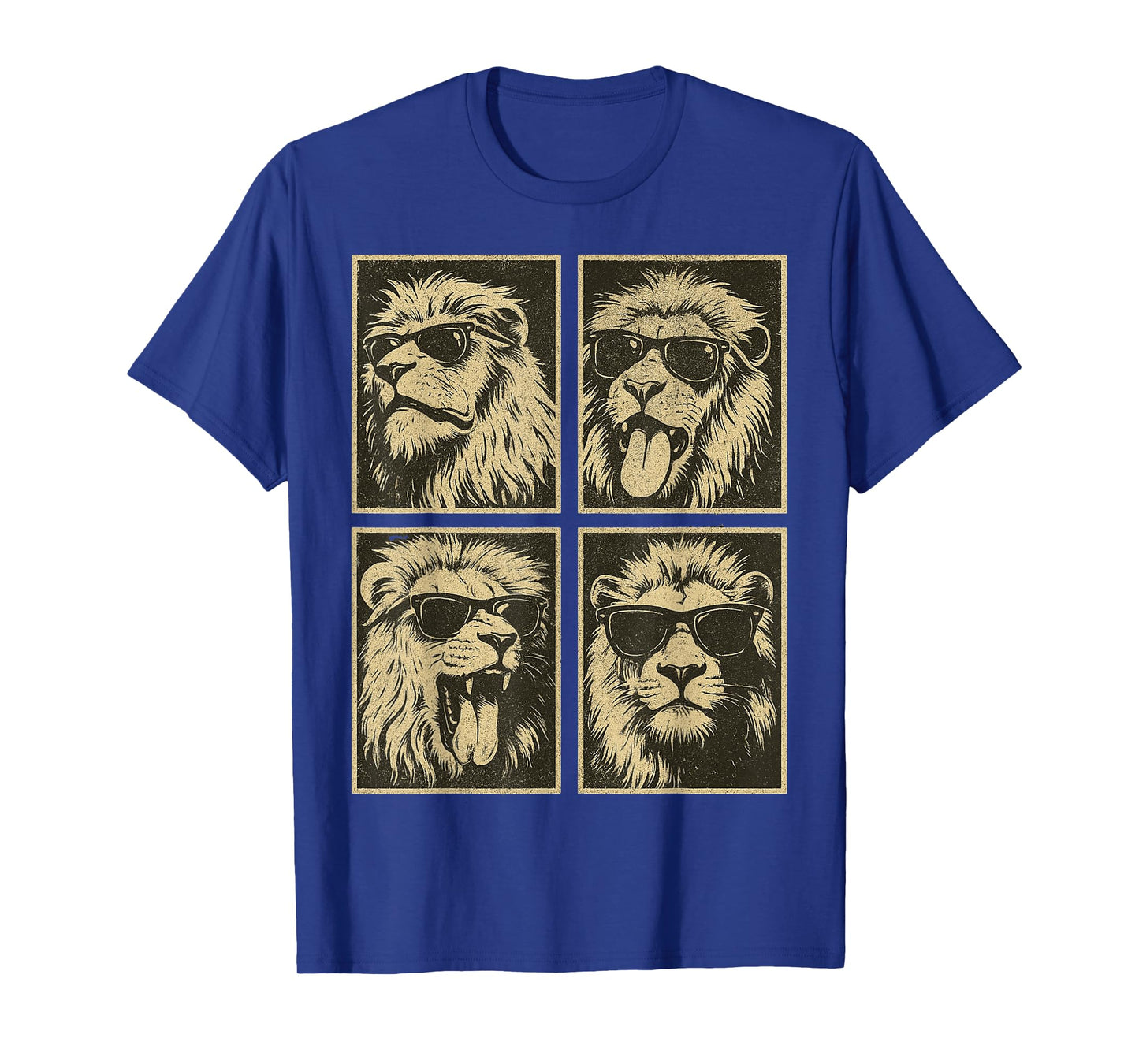 Vintage Cute Lions with Sunglasses Lion Animals Photo Booth T-Shirt