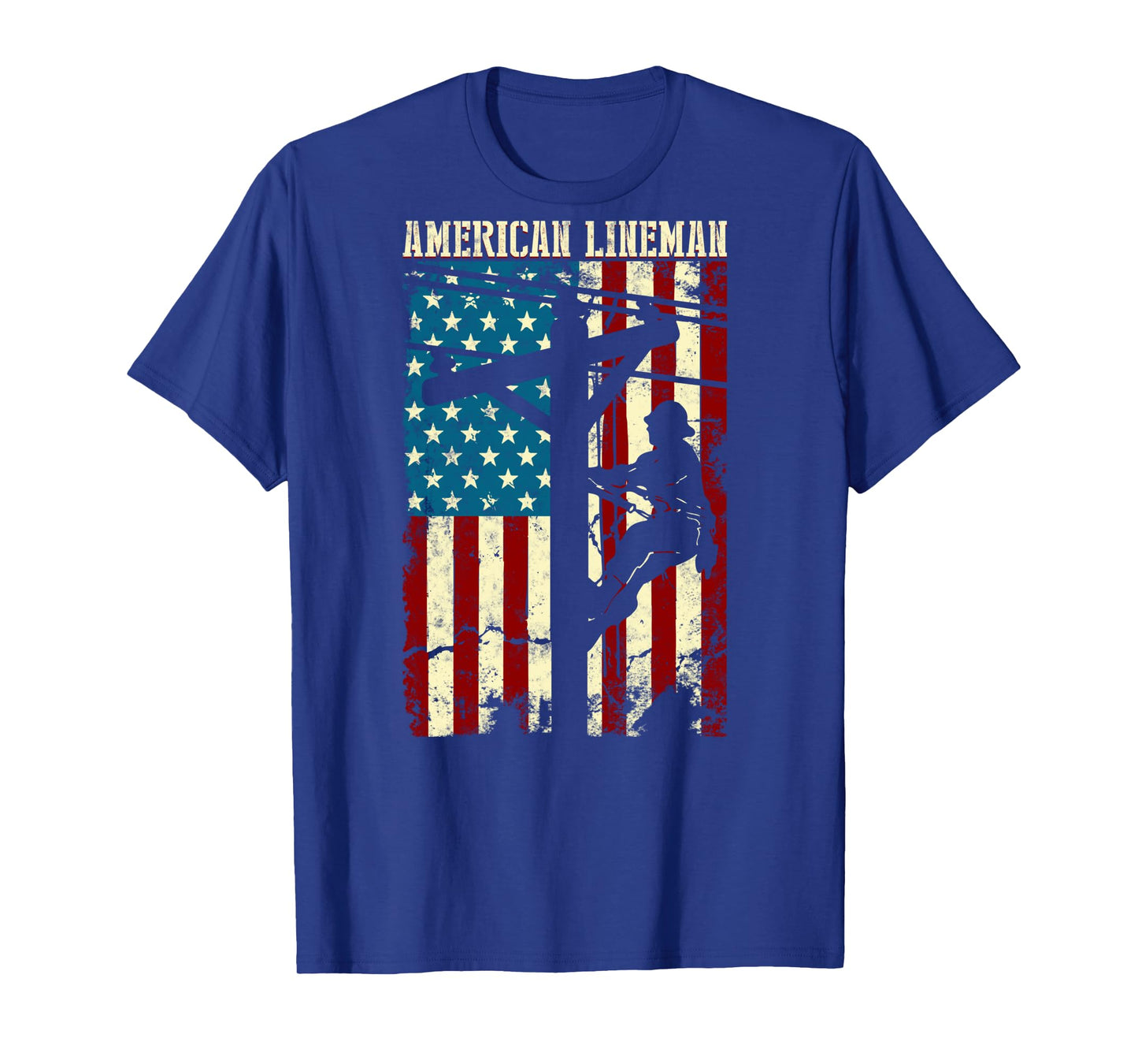 Lineman American flag Electric Cable gift Patriotic Lineman Long Sleeve T-Shirt