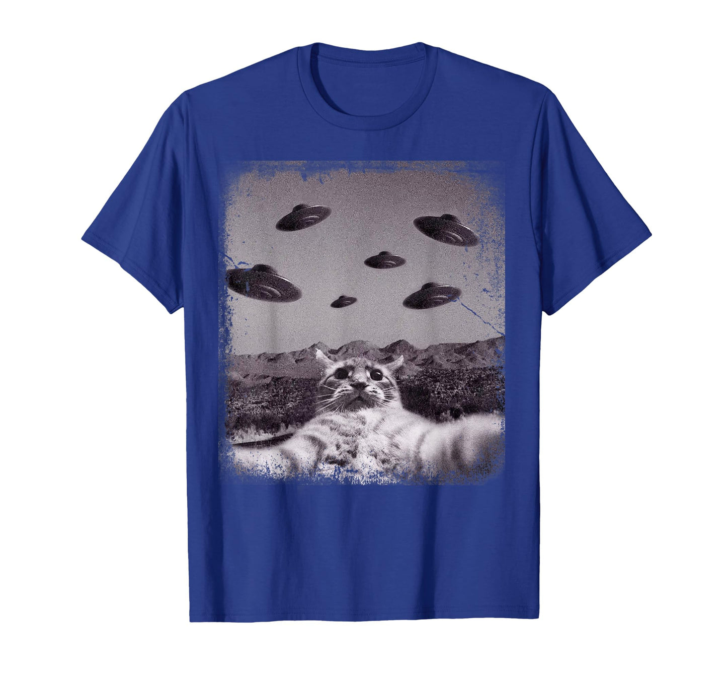 Alien UFO Cat Meme T-Shirt for Men Women Kids
