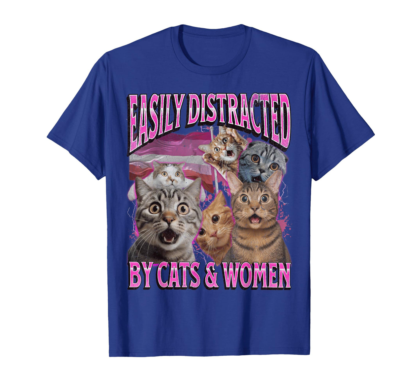 Easily Distracted By Cats And Women Funny Lesbian Bootleg T-Shirt