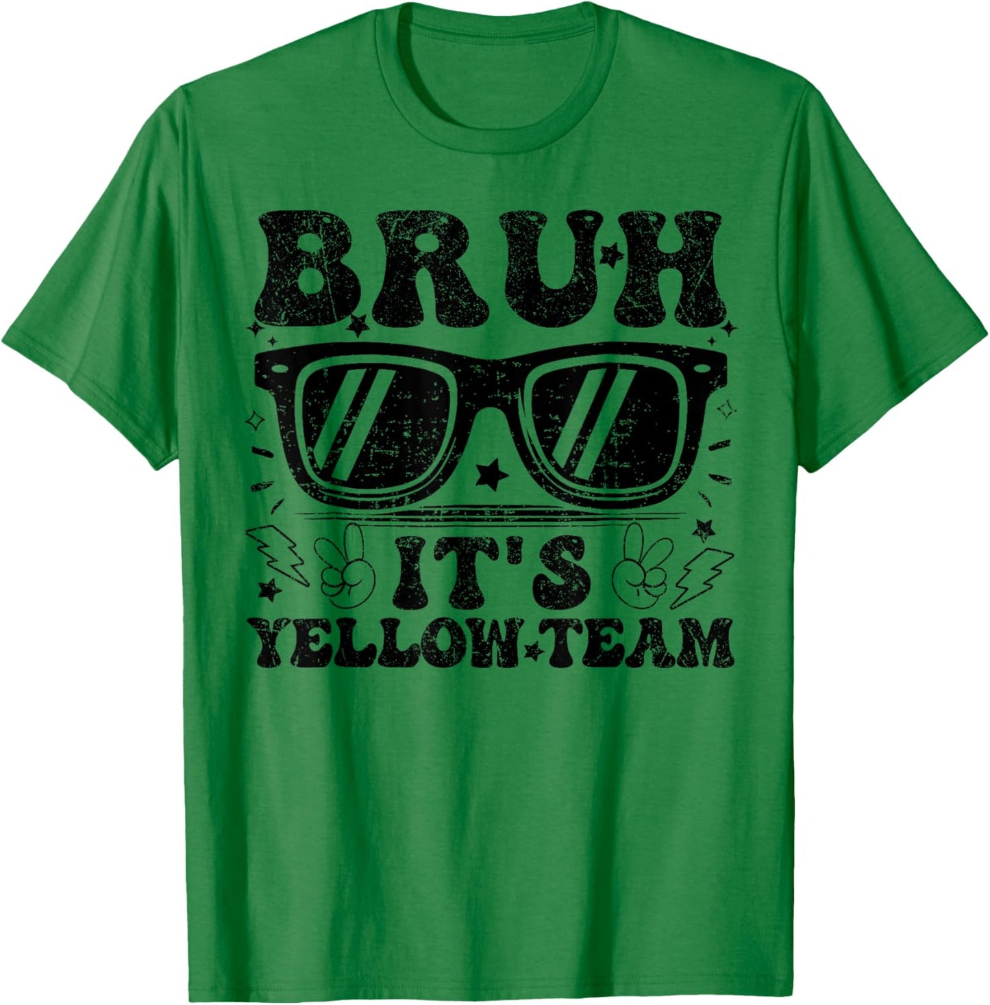Field Day Bruh It's Yellow Team Teacher Boys Girl Peace Hand T-Shirt - T-Shirt | Irish Green