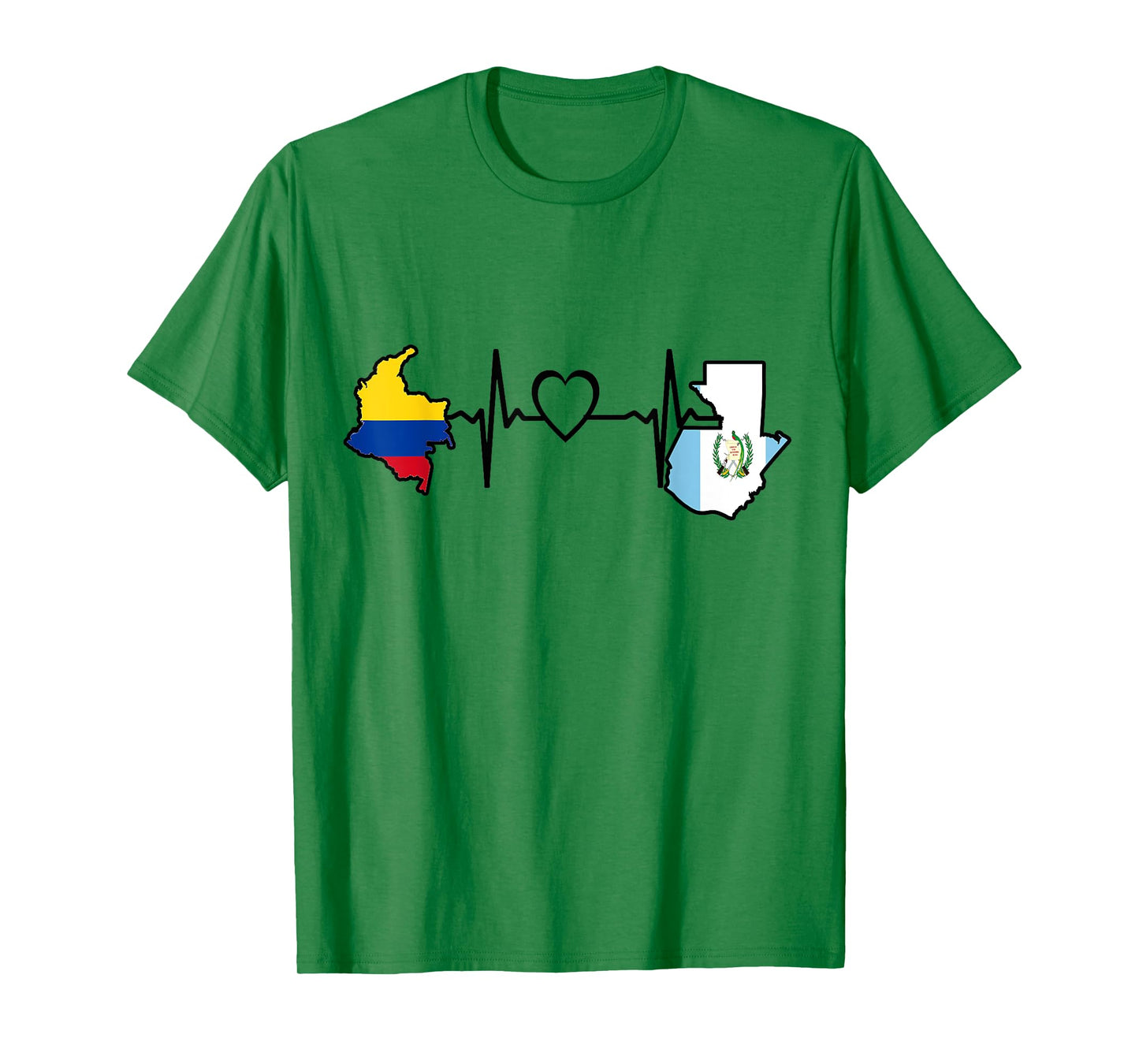 Guatemala Colombia Flag Guatemalan Colombian Heartbeat T-Shirt