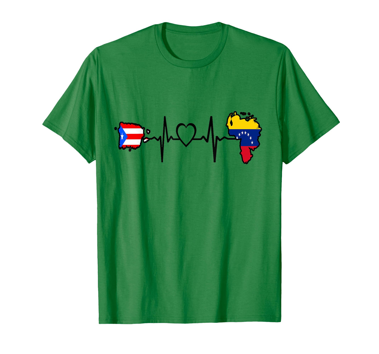 Puerto Rico Venezuela Flag Puerto Rican Venezuelan Heartbeat T-Shirt