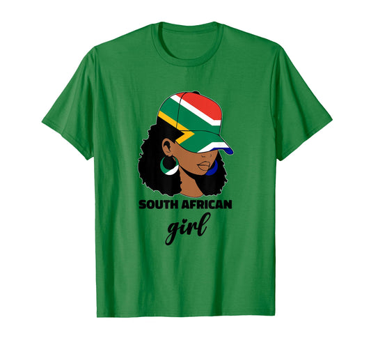 South African Girl For Women Woman South Africa Flag Afro T-Shirt
