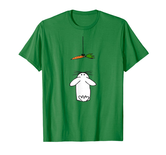 Cute and Funny Rabbit Looking Up at Carrot Kids Easter T-Shirt Small
