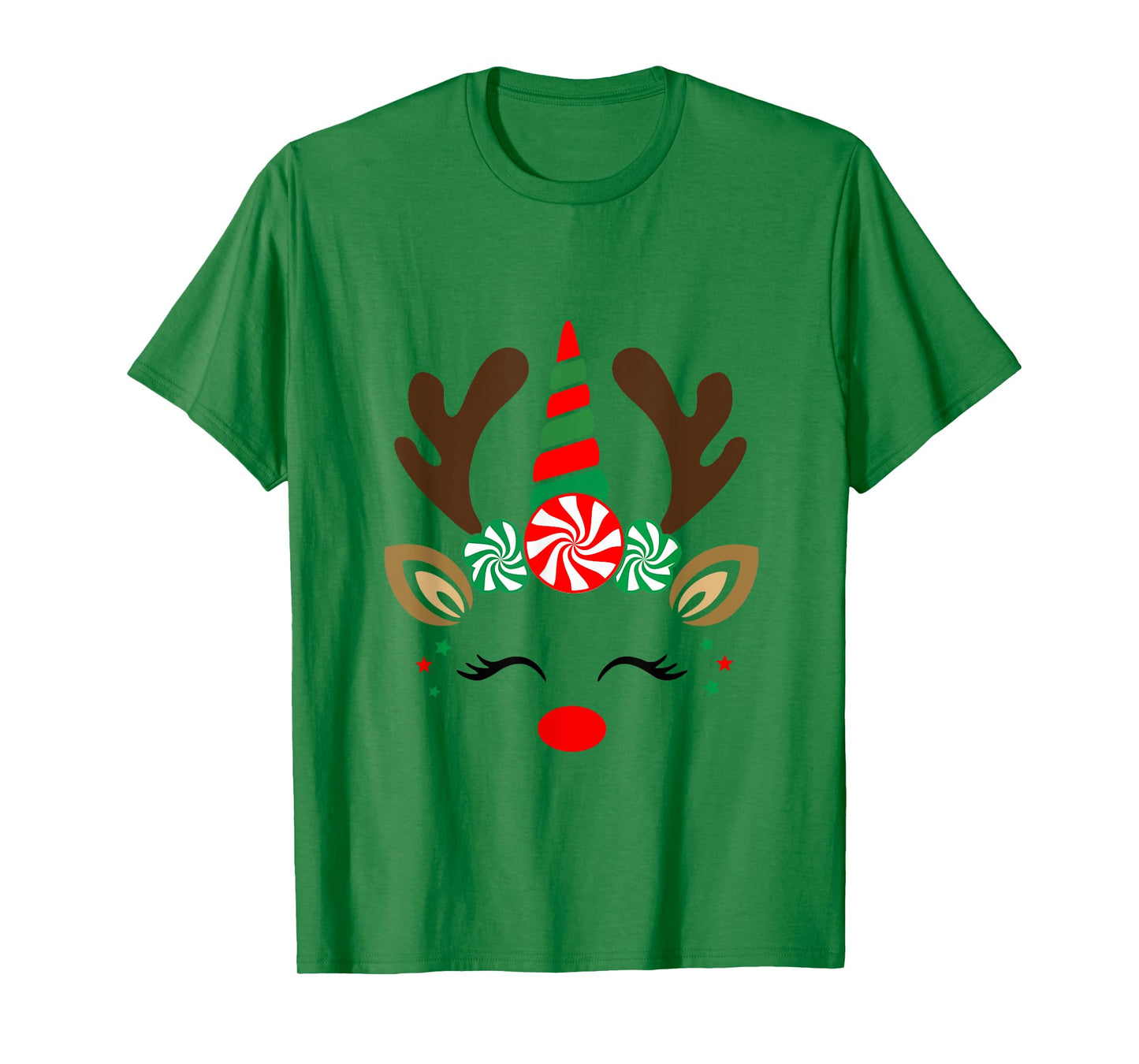Christmas Reindeer Unicorn Face Cute Unicorn T-Shirt