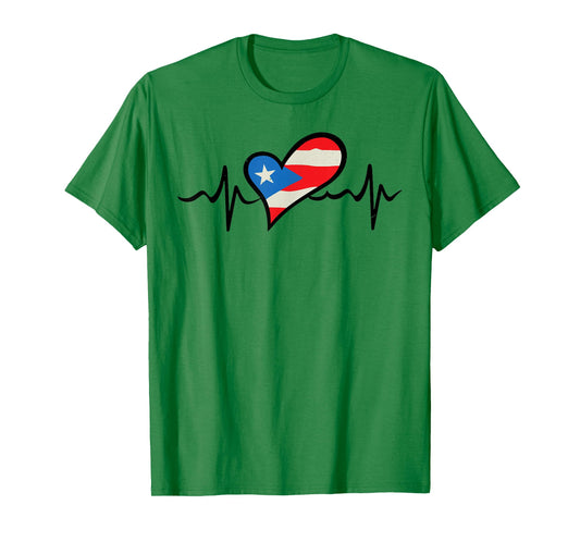 Puerto Rico Flag Heartbeat Puerto Rican Boricua Men Hispanic T-Shirt