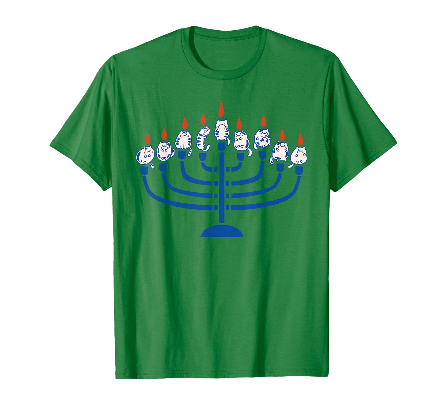 Hanukkah Menorah Cat Happy Hanukcat Funny Jewish Chanukah T-Shirt
