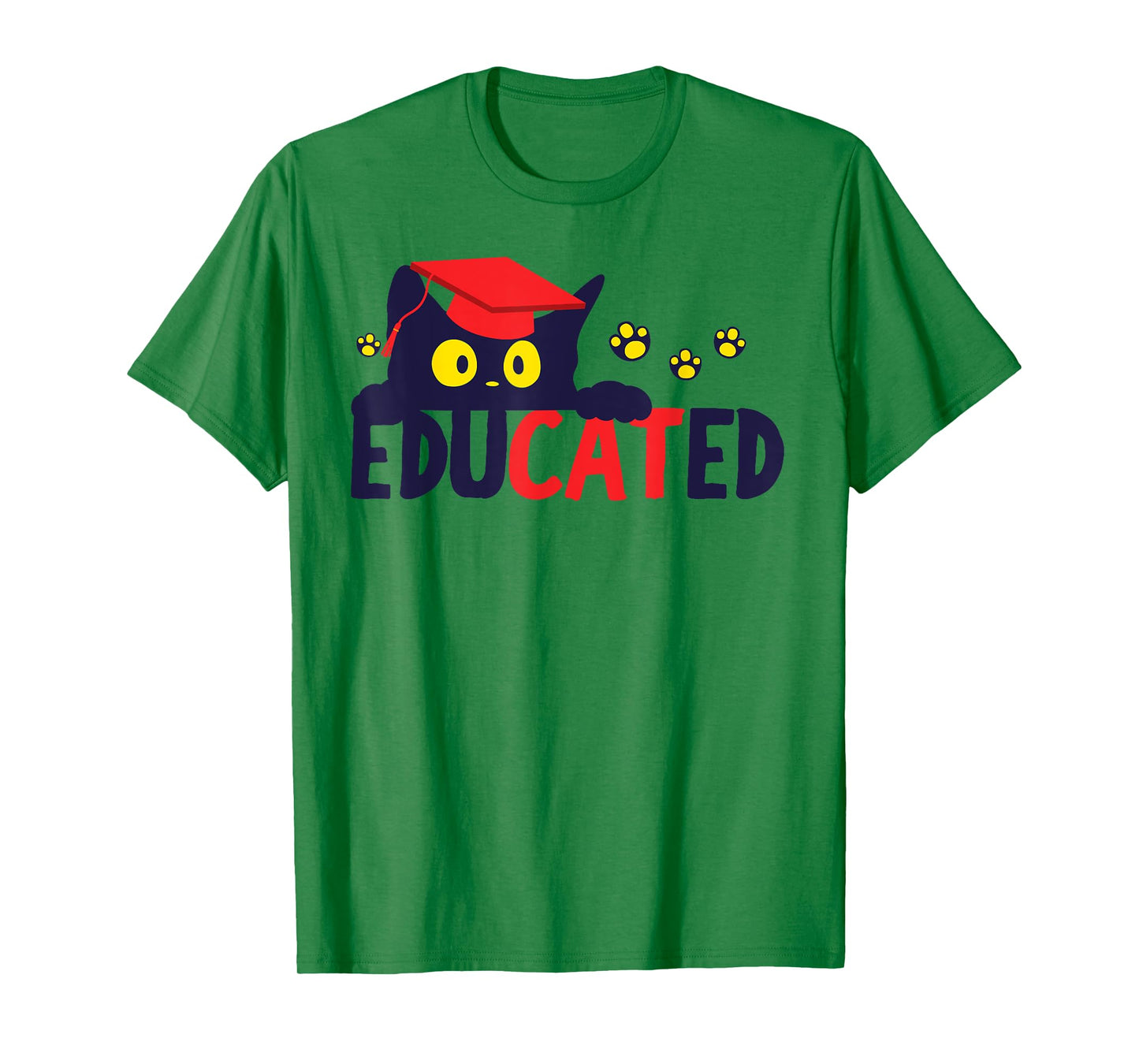 Educated Cat in Graduation Cap Funny Grad T-Shirt for Men Women