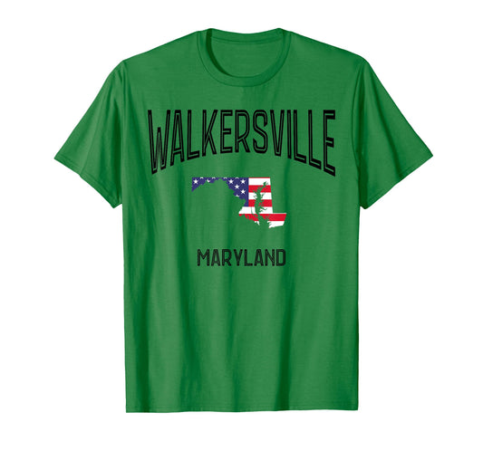 Walkersville Maryland MD Throwback Retro USA Flag T-Shirt for Women Kids Men