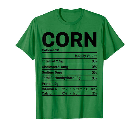 Corn Thanksgiving Nutrition Ingredients Nutritional Table T-Shirt
