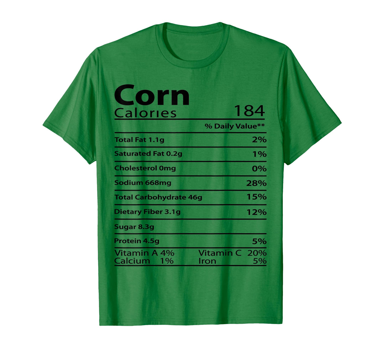 Corn Thanksgiving Nutrition Ingredients Nutritional Table T-Shirt