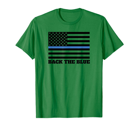 Back The Blue Police Support Thin Blue Line American Flag T-Shirt