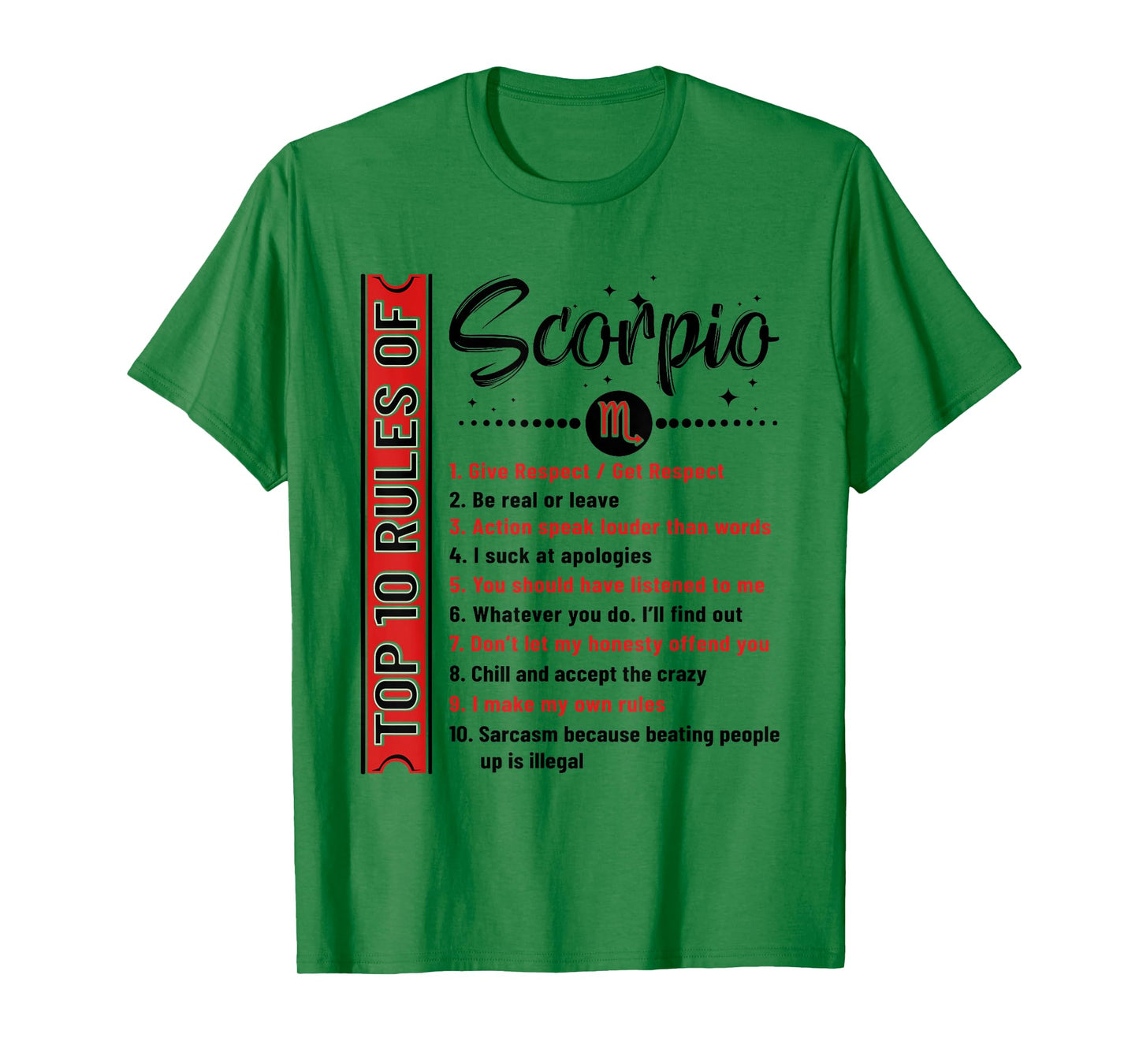 Scorpio Shirt Top 10 Rules Of Scorpio Birthday T-Shirt