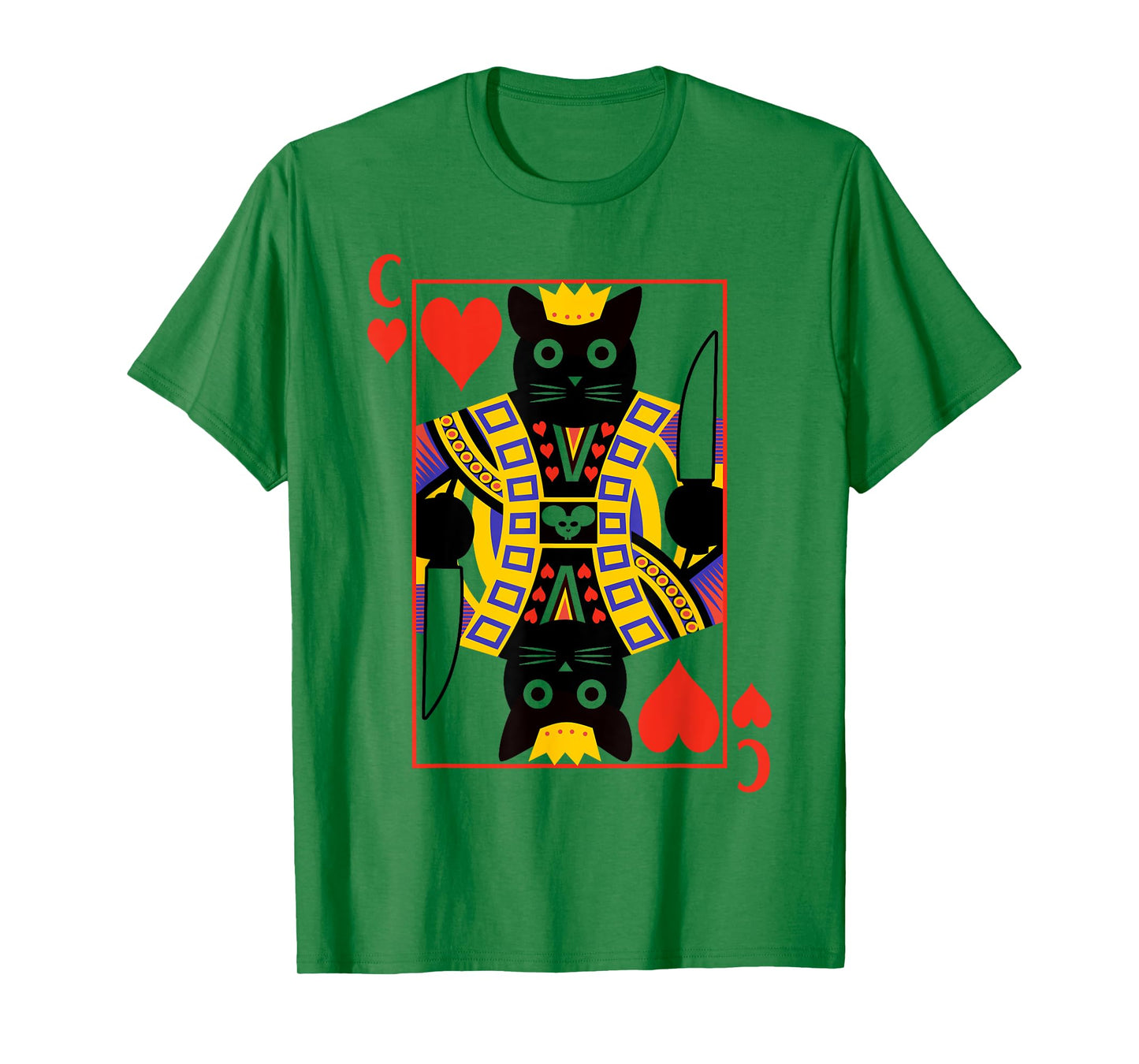 King Of Hearts Cat Poker Playing Card T-Shirt for Men Women