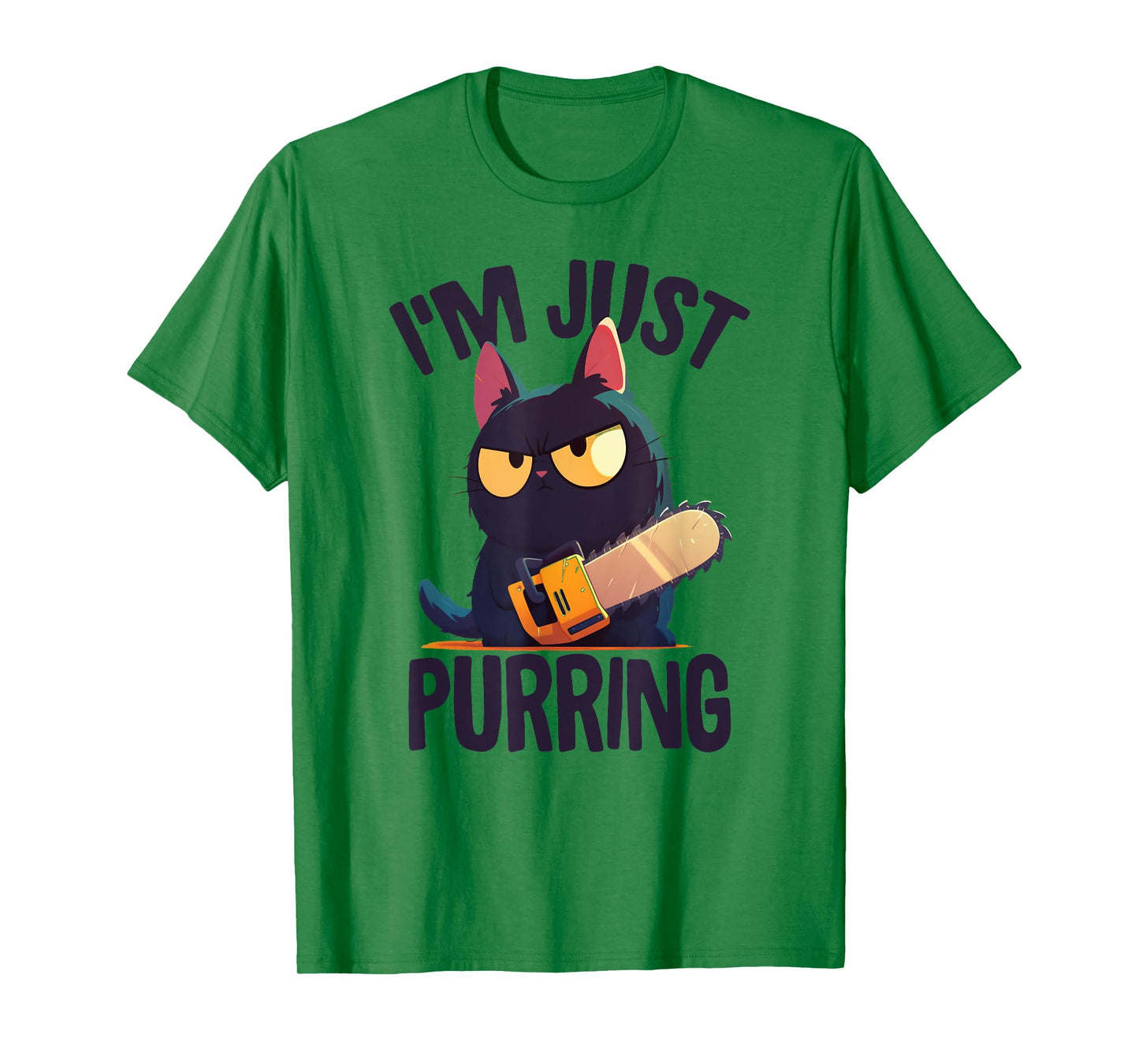Funny Halloween Cat With Chainsaw, Murderous Black Cat T-Shirt