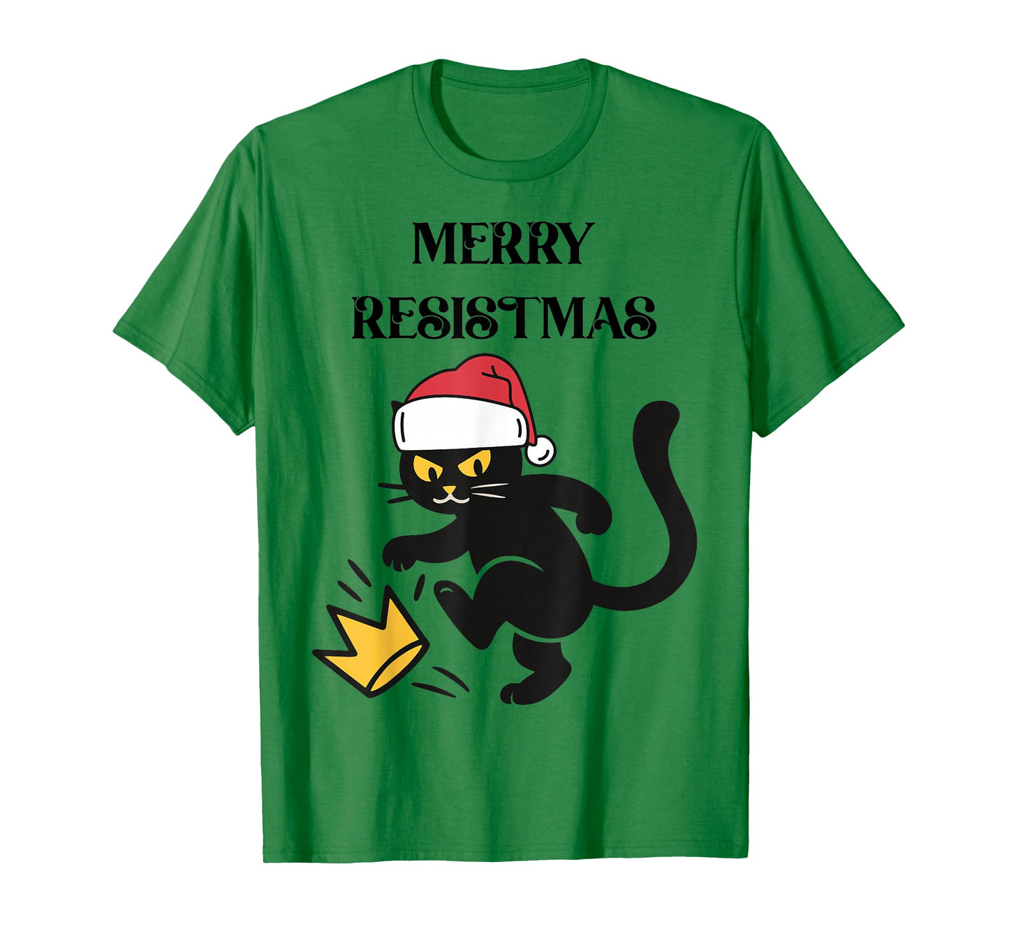 Merry Resistmas Funny Black Cat Christmas Political Resist T-Shirt