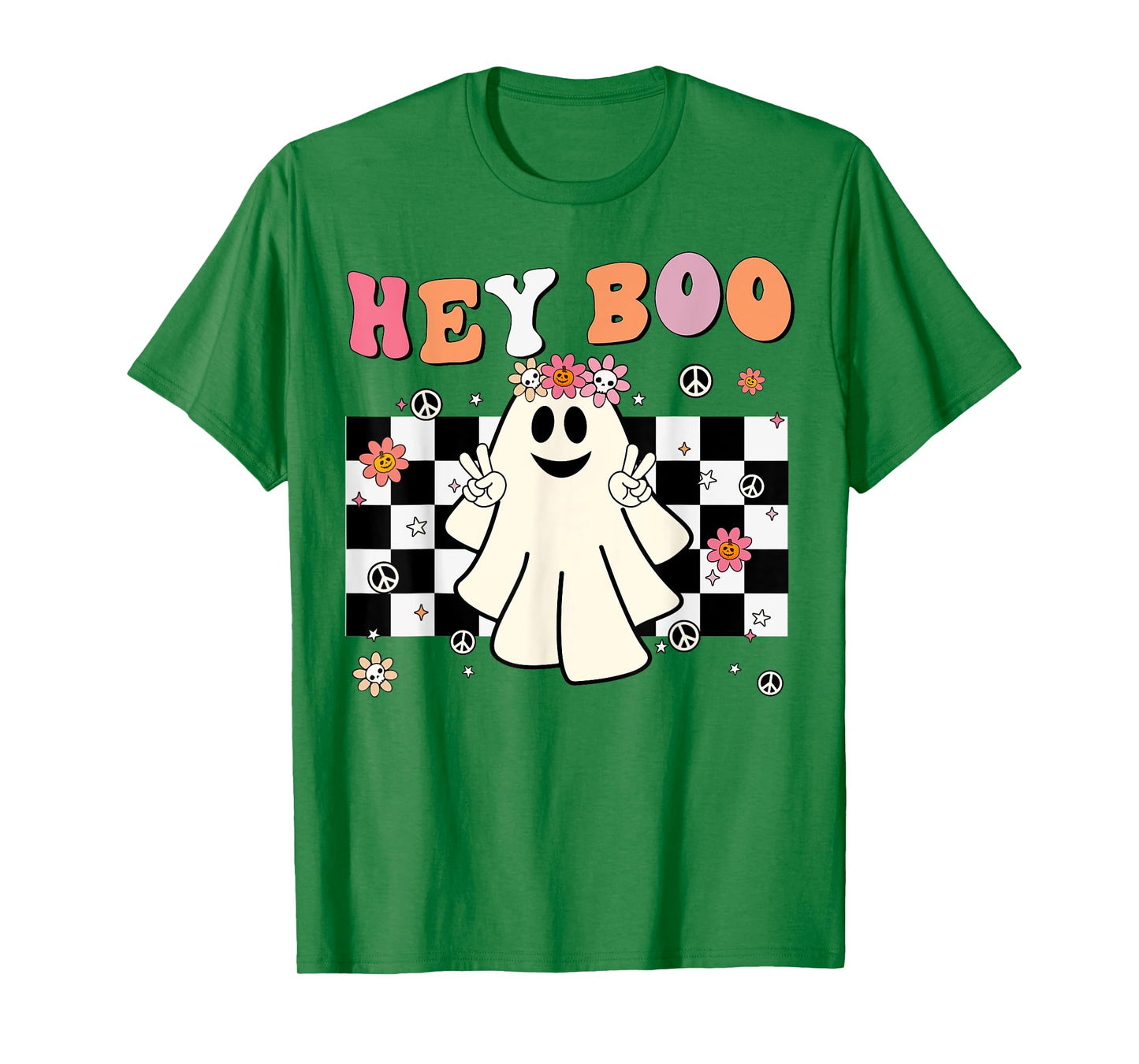 Cute Hey Boo Ghost Women Girl Toddler Funny Halloween Groovy T-Shirt