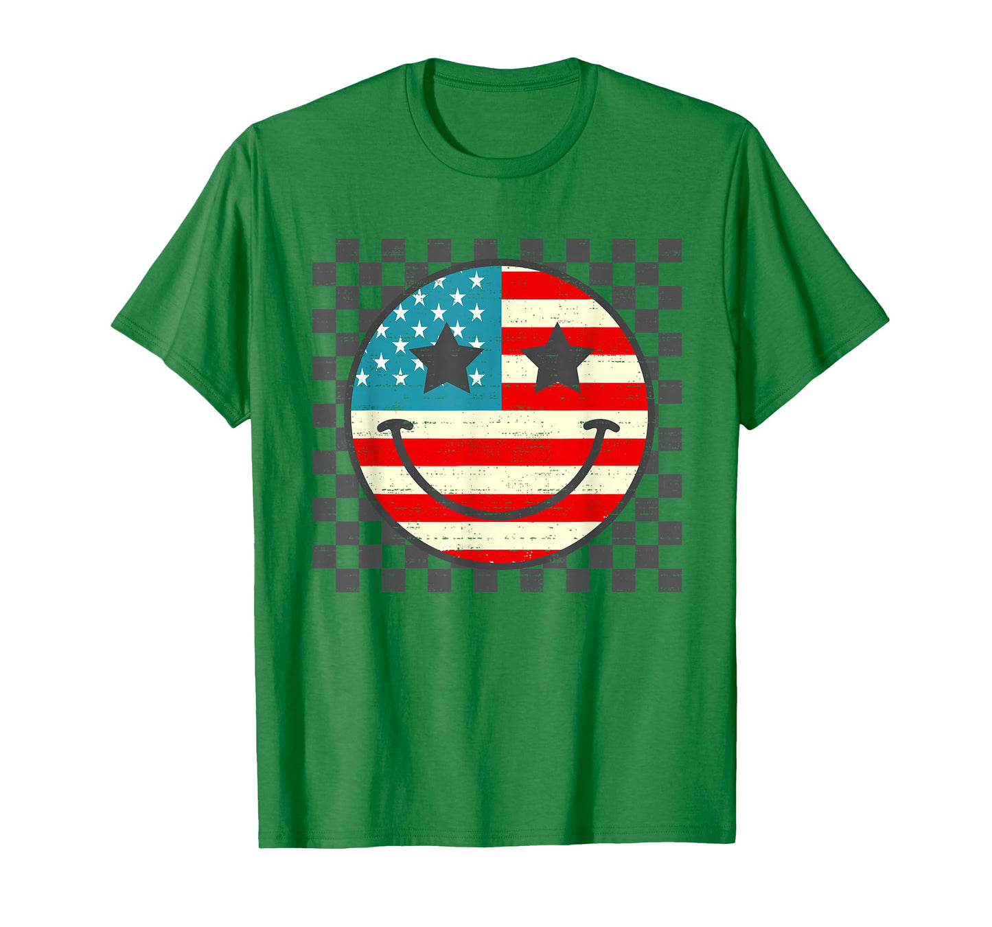 Smile Face American Flag USA Funny 4th Of July Fourth T-Shirt