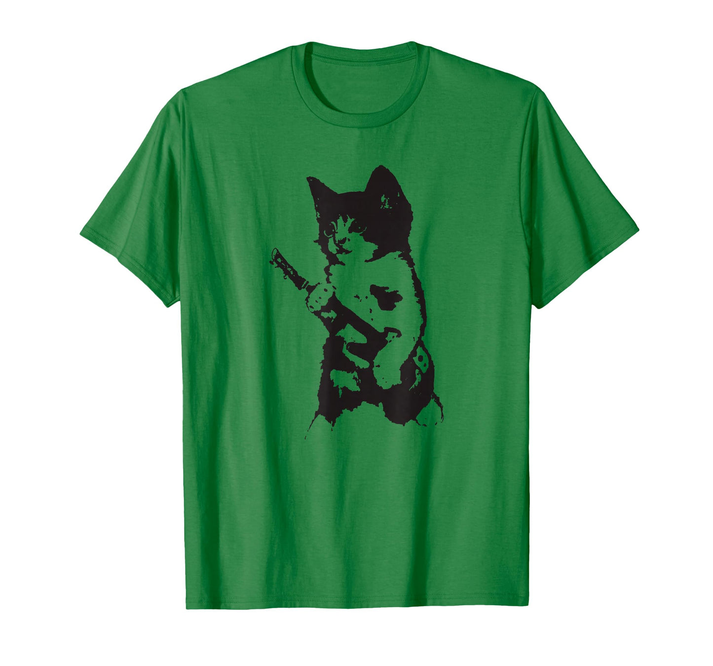Punk Rockstar Kitten Kitty Cat Guitar Playing Graphic T-Shirt