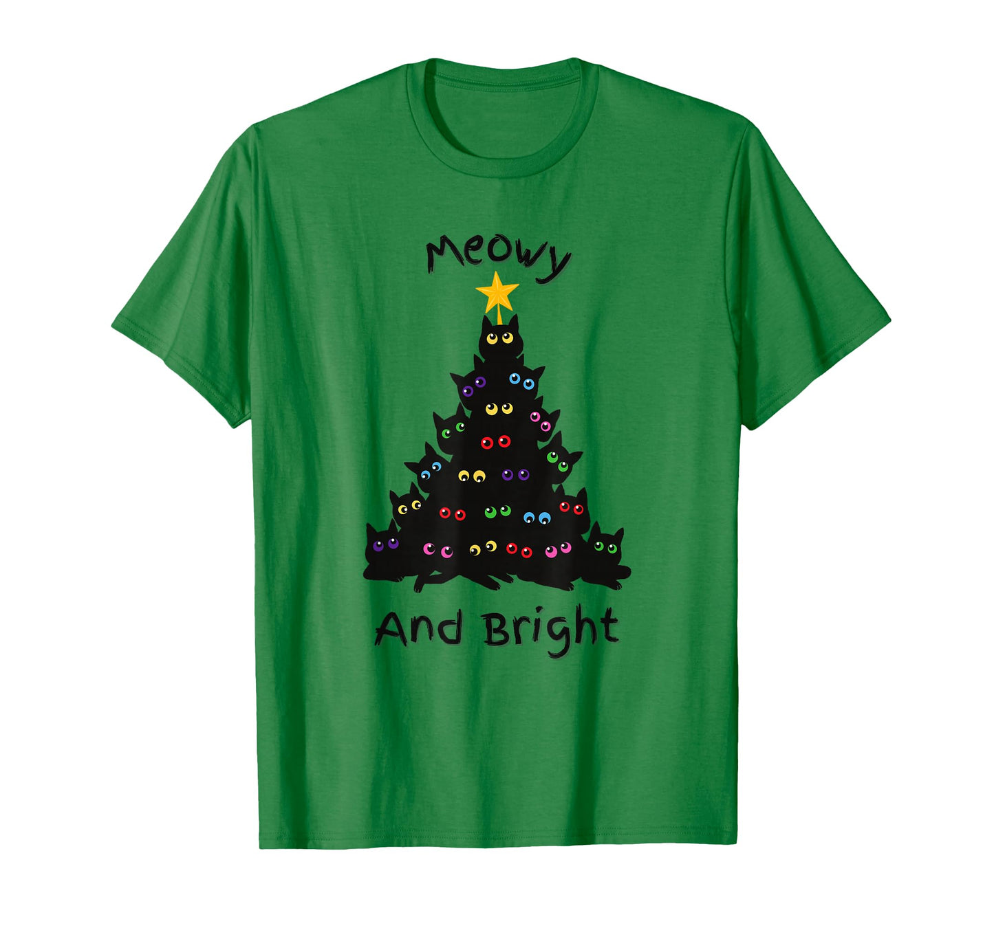 Merry Christmas Tree Funny Cats Holiday | Meowy And Bright T-Shirt