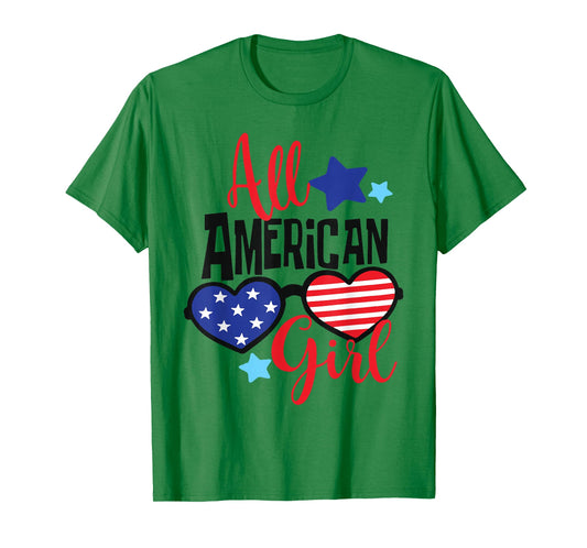 All American Girl Cute 4th July Teen Toddler Flag Patriotic T-Shirt