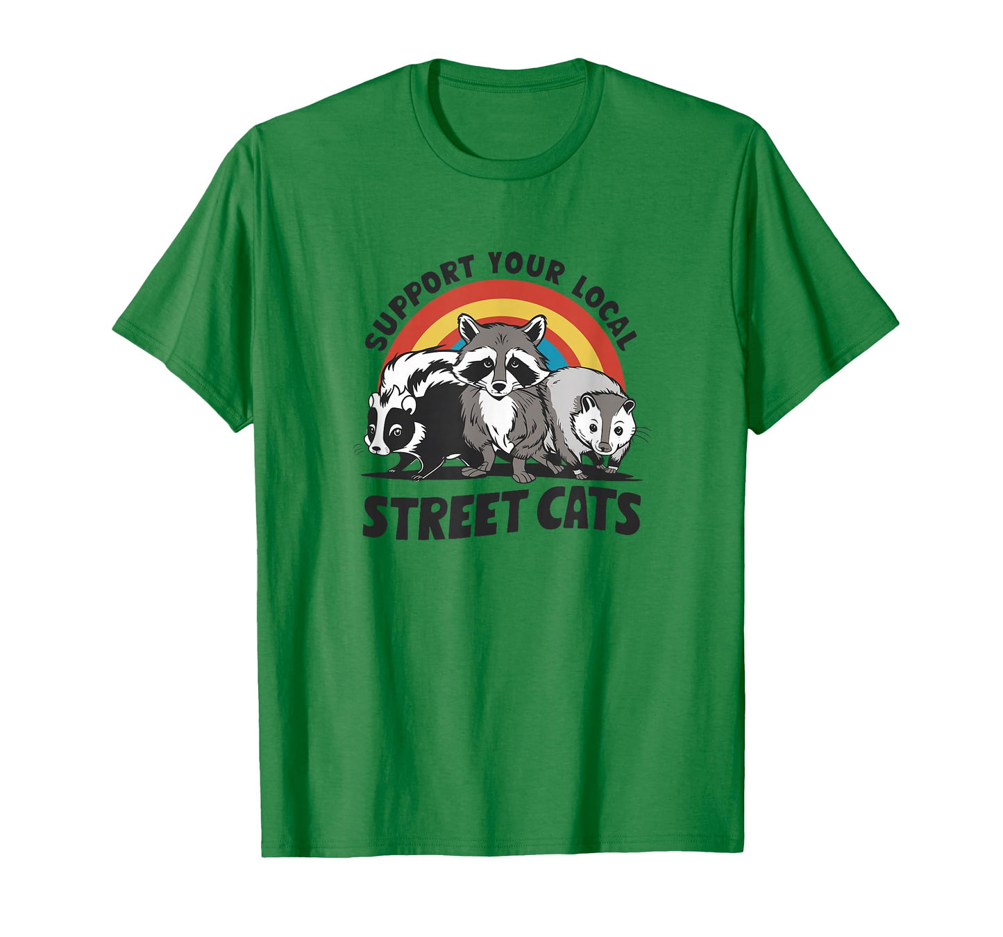 Support Your Local Street Cats Retro Skunk Opossum Raccoon T-Shirt