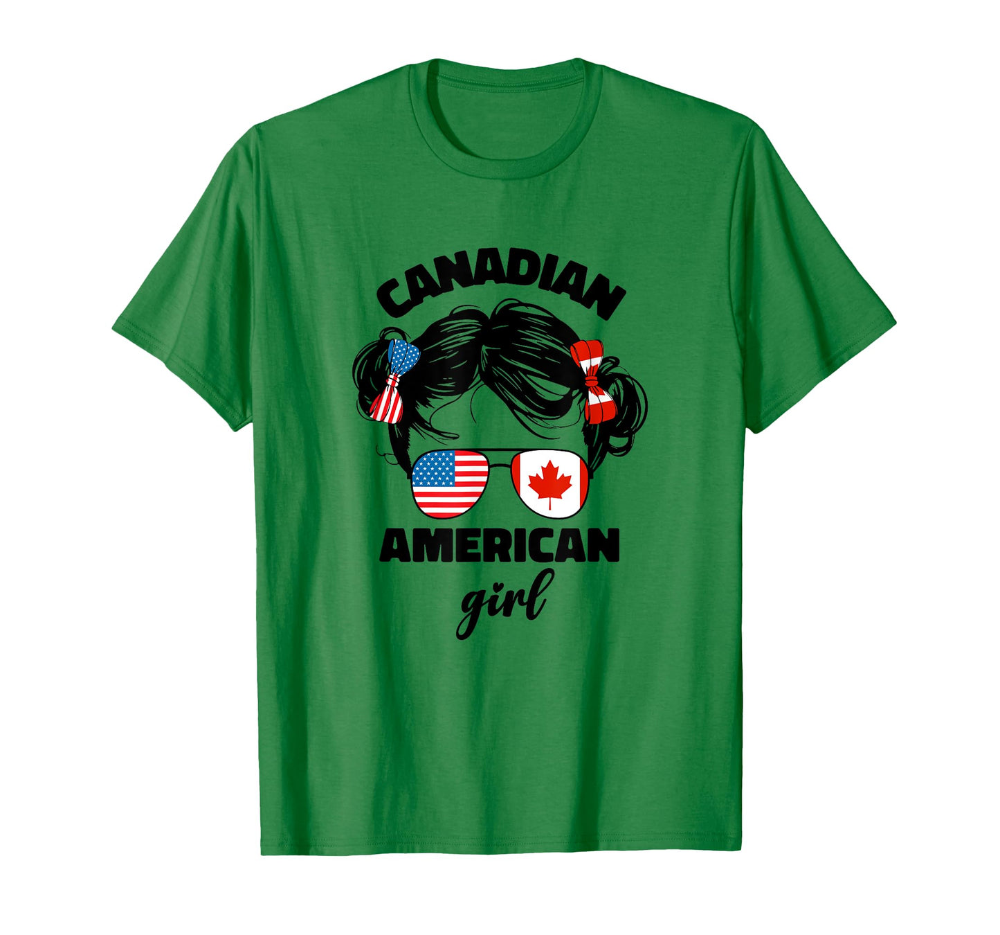 Half Canadian And American America Canada Usa Flag Kids Girl T-Shirt