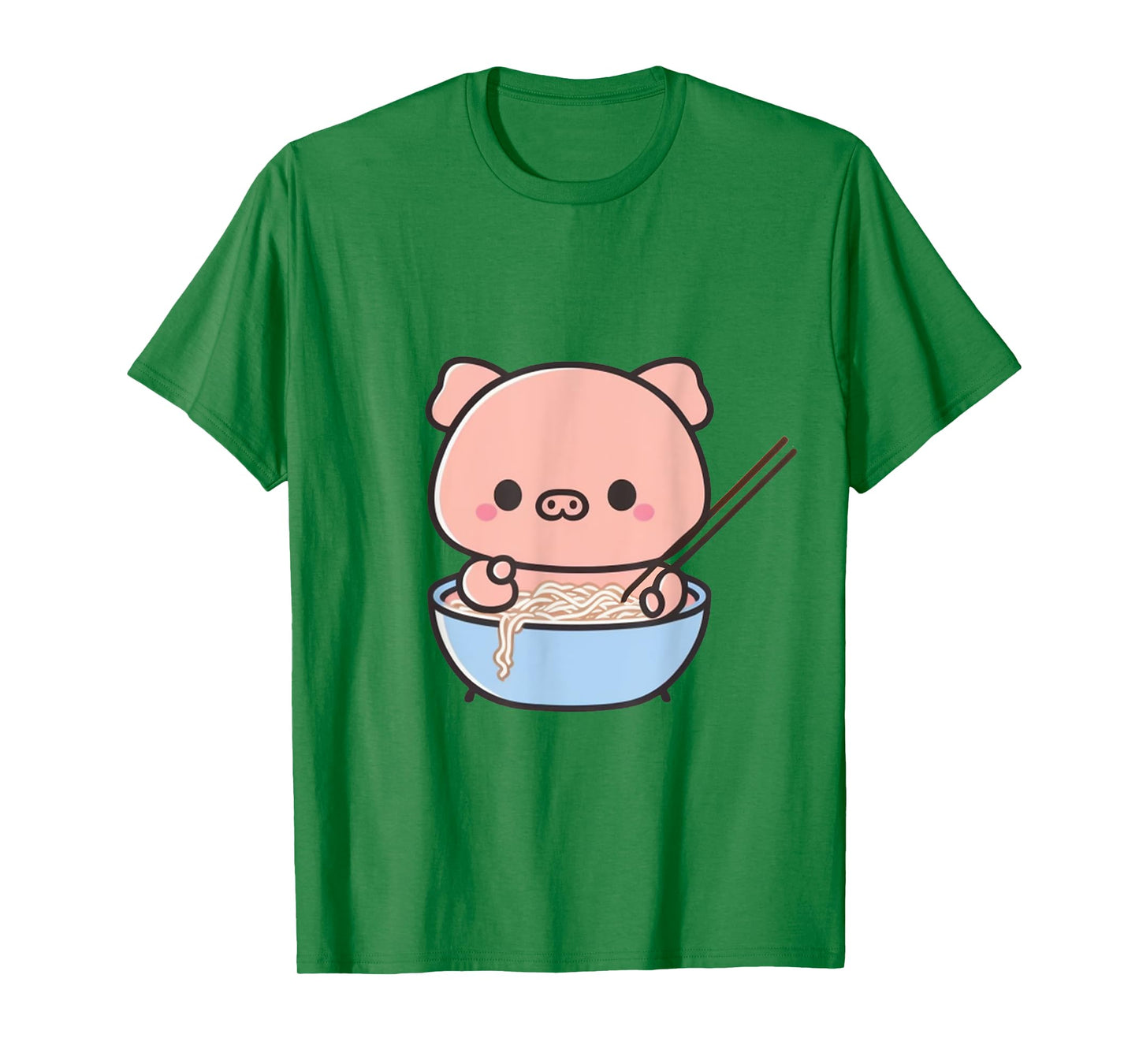 Kawaii Cute Japanese Pig Eating Ramen Noodles T-Shirt