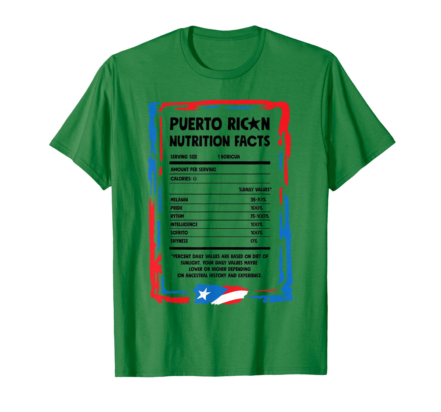 Puerto Rican Nutrition Facts Puerto Rico Flag Hispanic Women T-Shirt