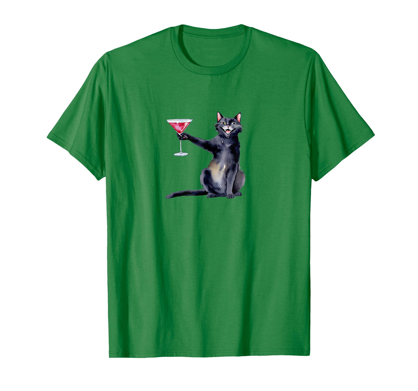 Cat with Martini Glass Cocktail T-Shirt