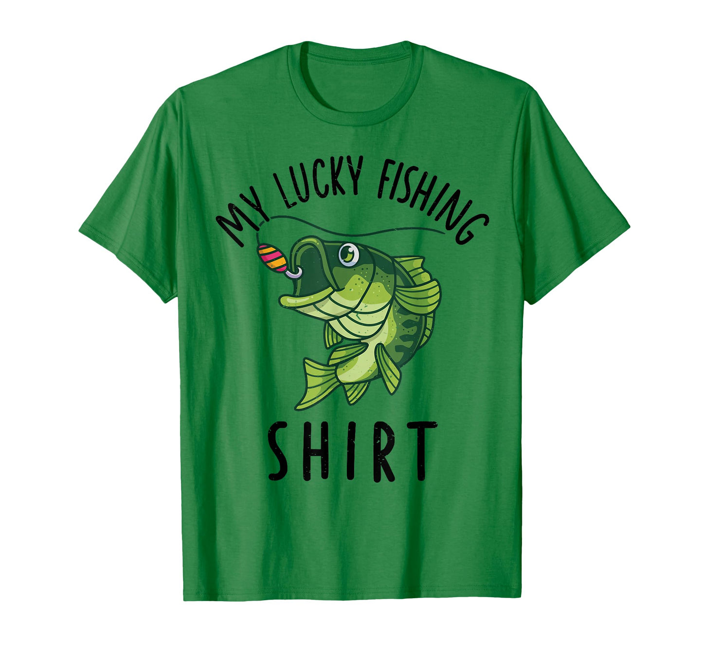 Kids Boys My Lucky Fishing-Shirt Bass Fish Dad Gift Funny T-Shirt