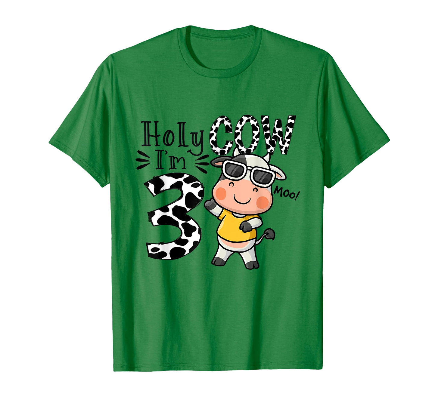 Cute Holy Cow I'm 3 Birthday Boy 3rd Cow Farm Animals Bday T-Shirt