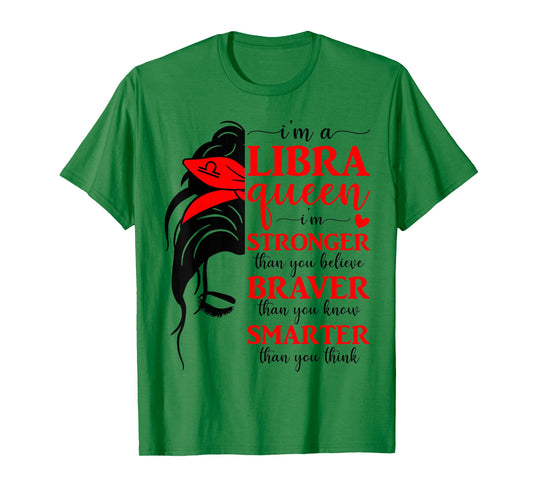 Libra Queen Messy Bun Libra Women Girls Birthday Zodiac Sign T-Shirt