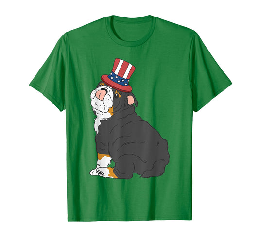 English Bulldog Dog 4th of July US American Flag Patriotic T-Shirt