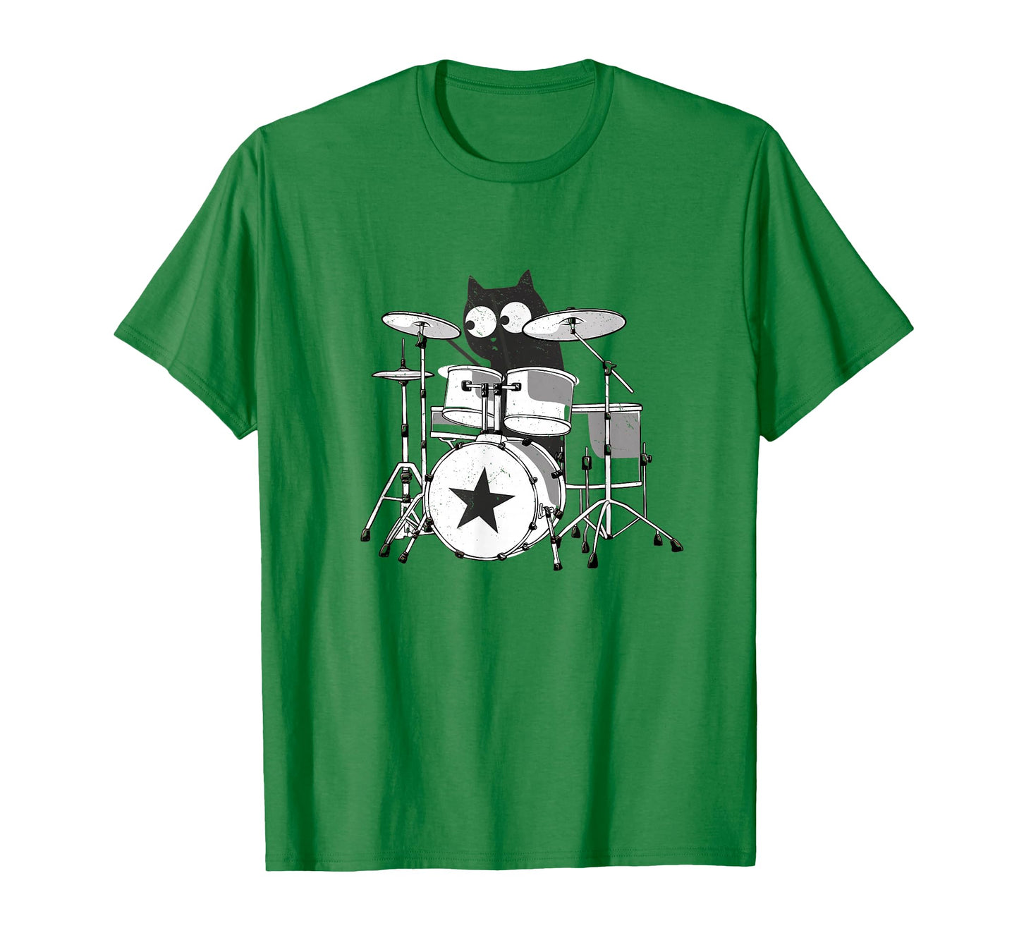 Funny Drummer Cat Playing in Band Kitty Punk Rockstar Kitten T-Shirt