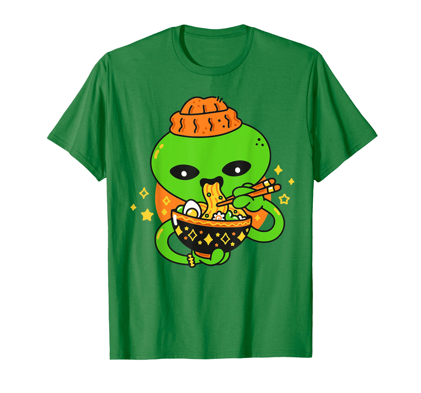 Kawaii Alien Eating Ramen Baby Boy Toddler Cute Funny Noodle T-Shirt