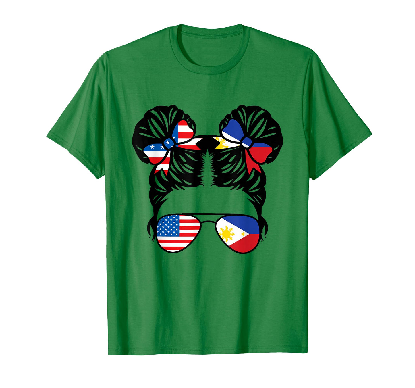 Half American Half Filipino Girl USA Philippine Flag Patriot T-Shirt Small