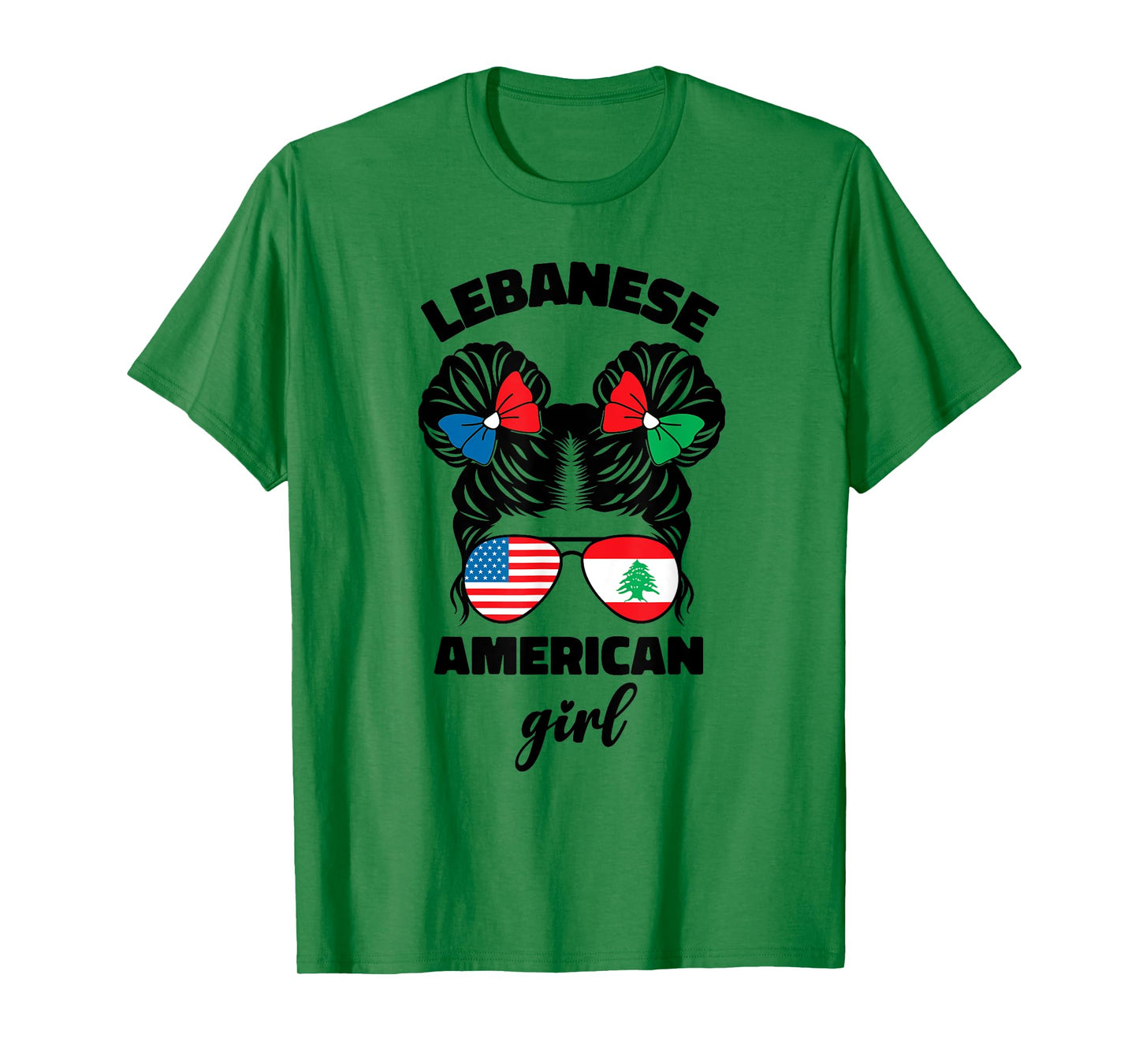 Funny Half American And Lebanese Lebanon Usa Flag Kids Girl T-Shirt