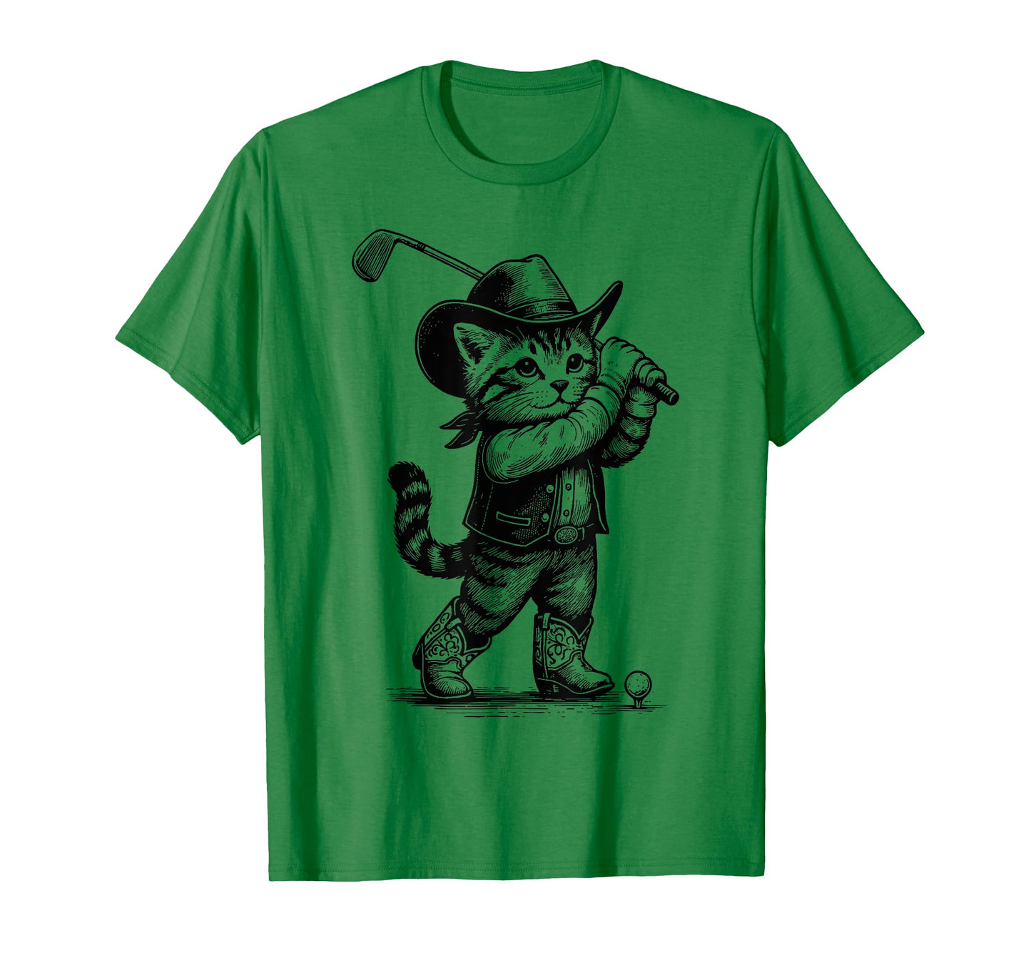 Vintage Cowboy Golf Cat Retro Animal Lover Sport Tee Style T-Shirt