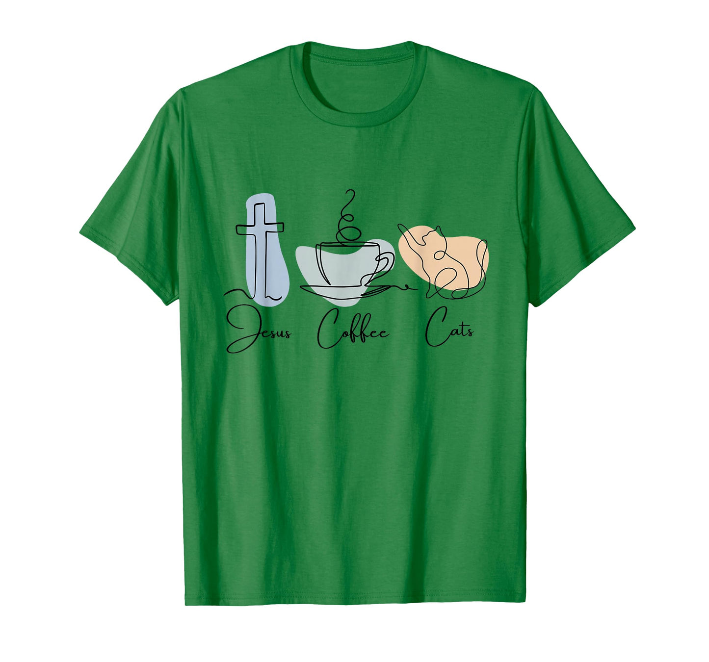 Jesus Coffee Cats Funny Cute Design Jesus Lovers Christian T-Shirt