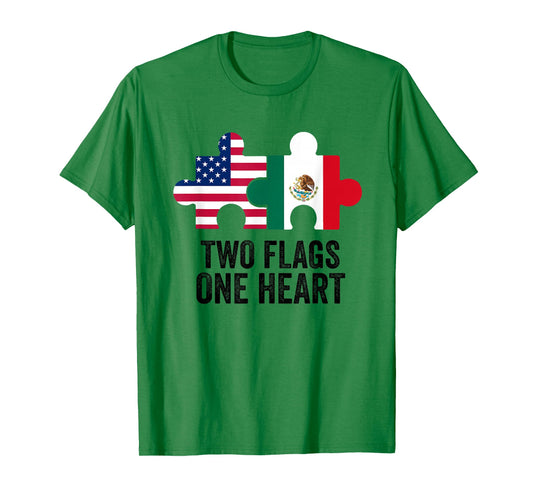 Mexican American Flag Love Proud Half Mexico USA Roots T-Shirt