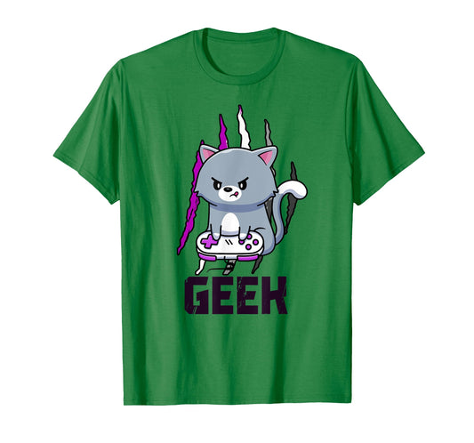 Asexual Geek Nerd Pride LGBT Video Game Lovers Gift Cat T-Shirt for Men Women