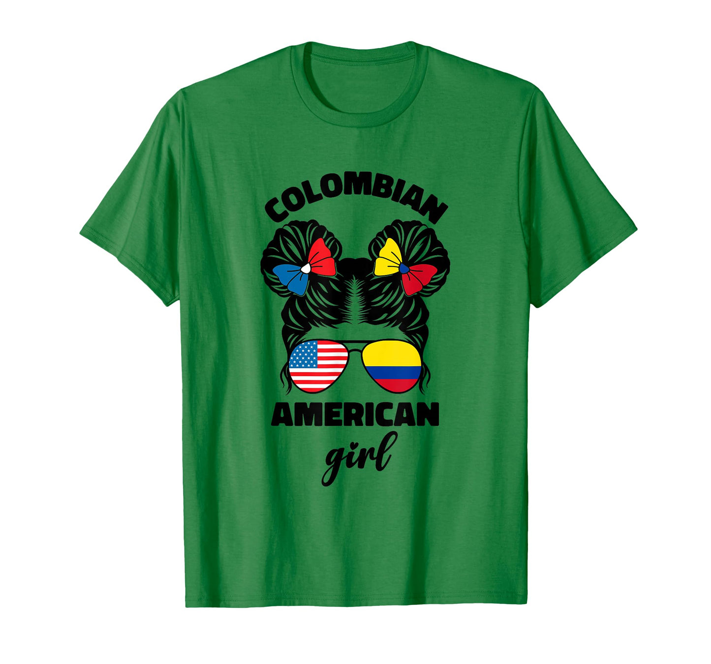 Half American and Colombian USA Colombia Flag Kids Girls T-Shirt