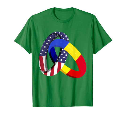 Romania American Ring Heritage Month Patriot Flags T-Shirt