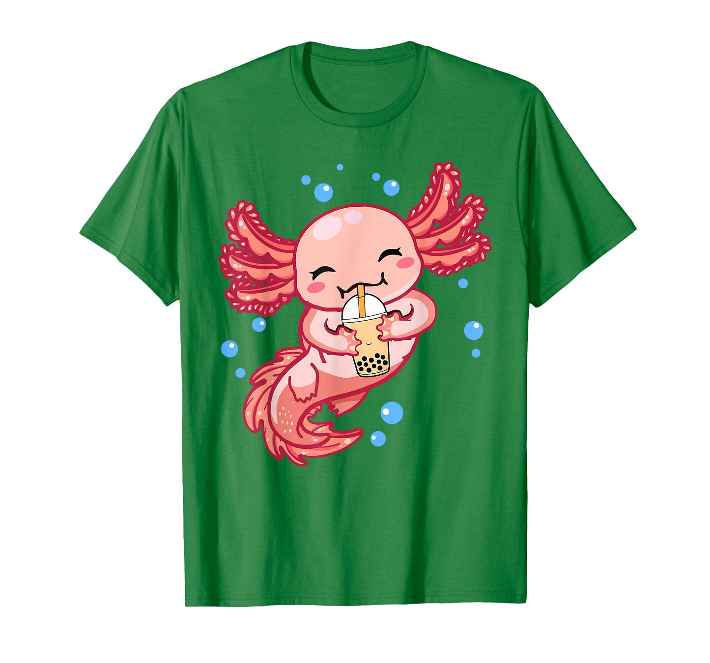 Cute Anime Axolotl Boba Bubble Tea Kids Girls Women Kawaii T-Shirt
