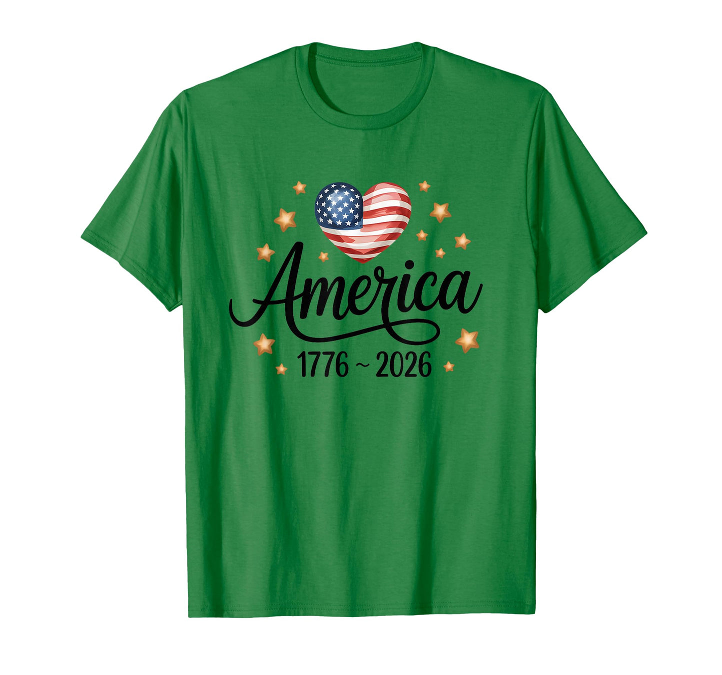 Flag Heart 1776 2026 July 4th 250th Birthday T-Shirt