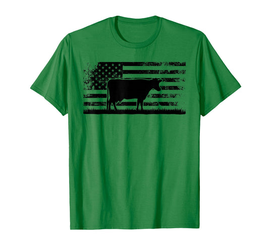 American Flag - Holstein Cow Rancher for Cattle Farmer T-Shirt