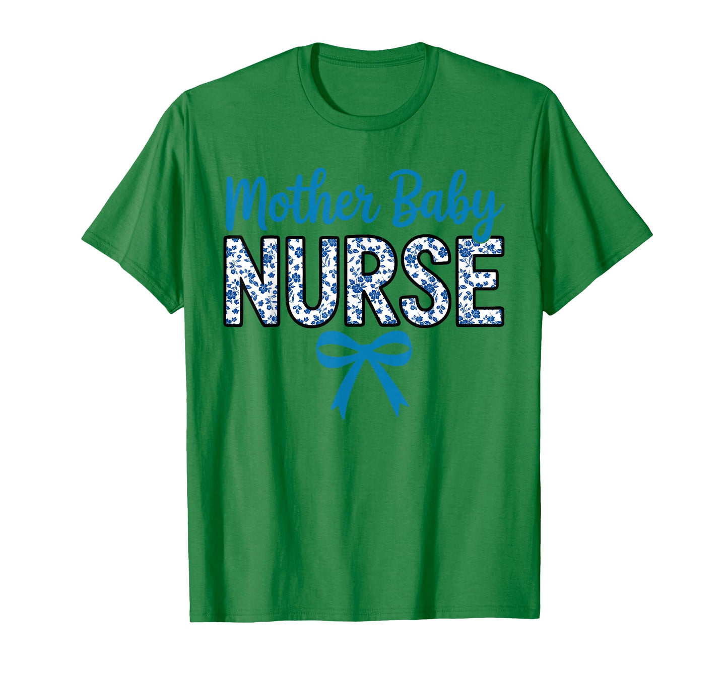 Cute Nurse Coquette Blue Bow Postpartum Nurse Mother Baby T-Shirt